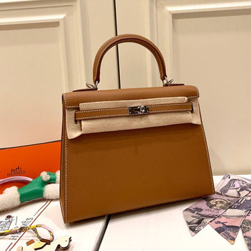 HM Kelly 25CM Gold Epsom Leather Silver Hardware