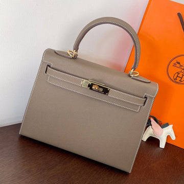HM Kelly 28CM Etain Epsom Leather Gold Hardware