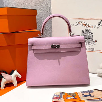 HM Kelly 25CM Pink Epsom Leather Silver Hardware