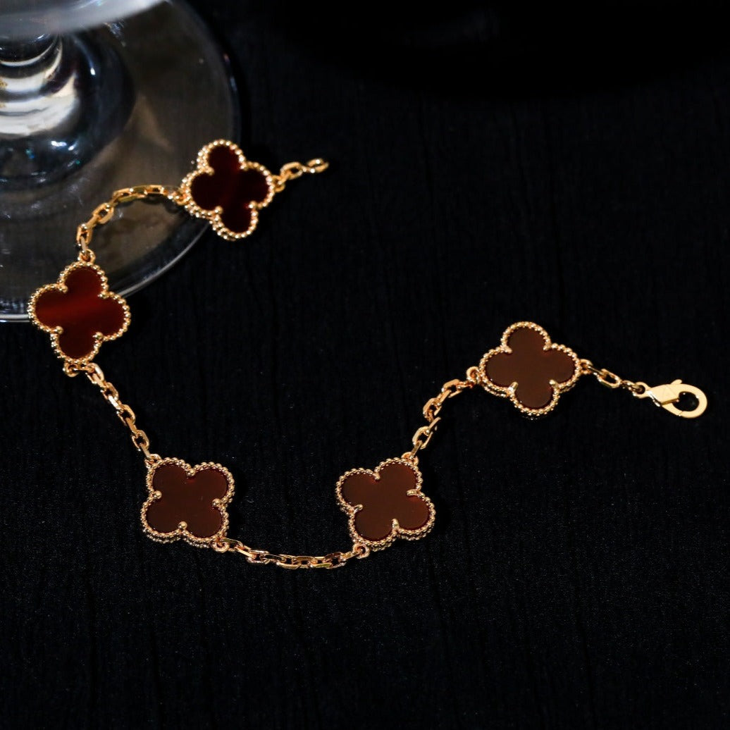 Clover Bracelet 5 Motif Carnelian