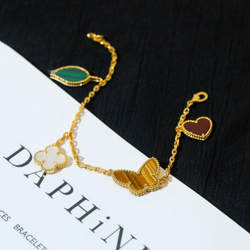 Lucky Spring 5 Motif Gold Bracelet