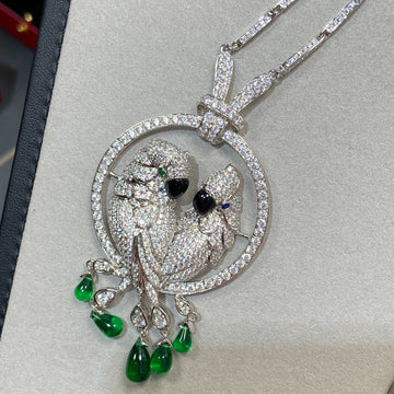 Lesoiseaux Silver Diamond Paved Necklace