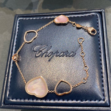 Happy Heart Pink Mop Pink Gold Bracelet