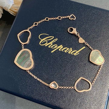 Happy Heart Dark Mop Pink Gold Bracelet