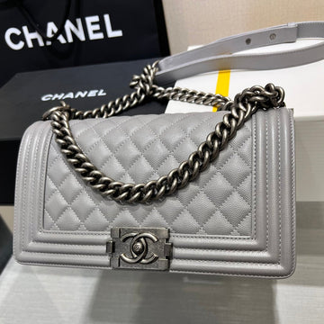 Boy Bag Medium 25 Grey Caviar Ruthenium Hardware