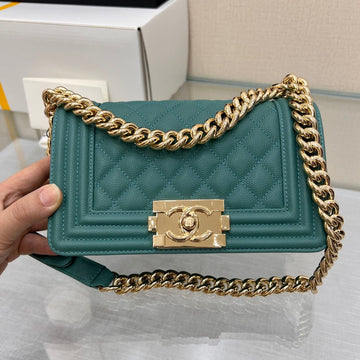 Boy Bag Small 20 Ever Green Caviar Gold Hardware
