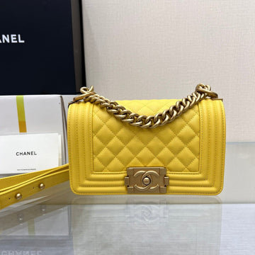 Boy Bag Small 20 Yellow Caviar Gold Hardware