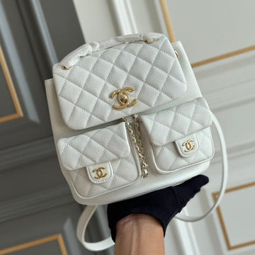 Small Backpack 20.5 White Grained Calfskin
