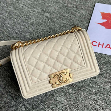 Boy Bag Small 20 Cream Caviar Gold Hardware