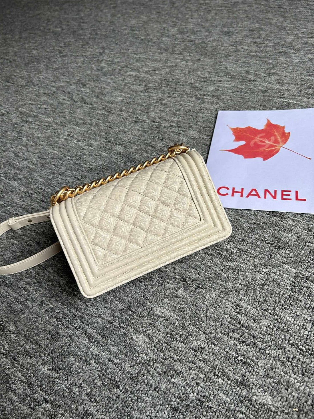 Boy Bag Small 20 Cream Caviar Gold Hardware