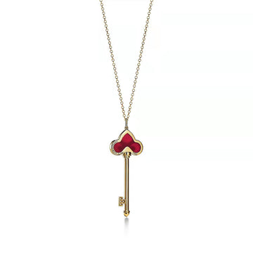 Fleur De Lis Pink Gold Diamond Carnelian Necklace