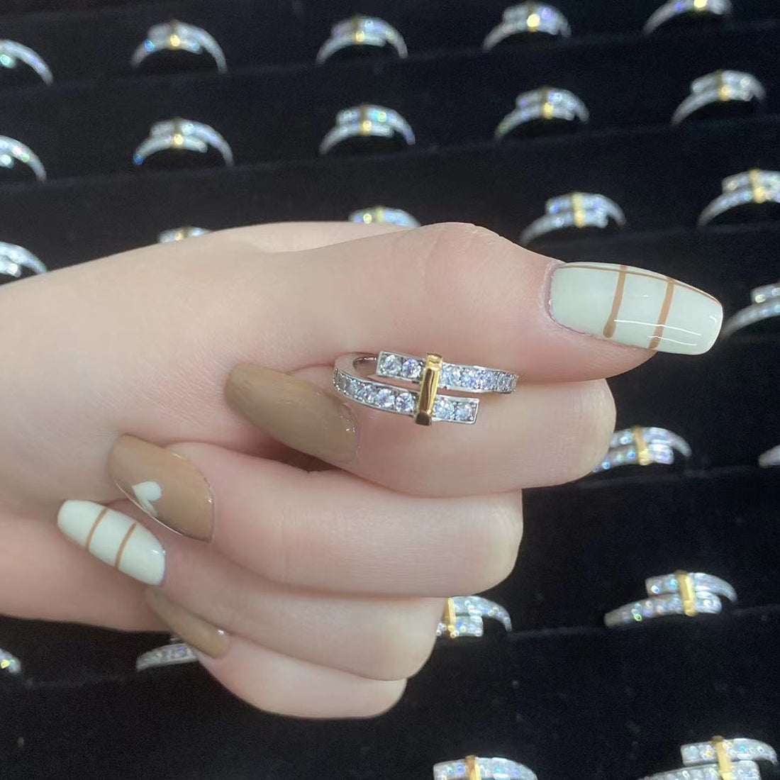 Edge Gold Silver Diamond Ring