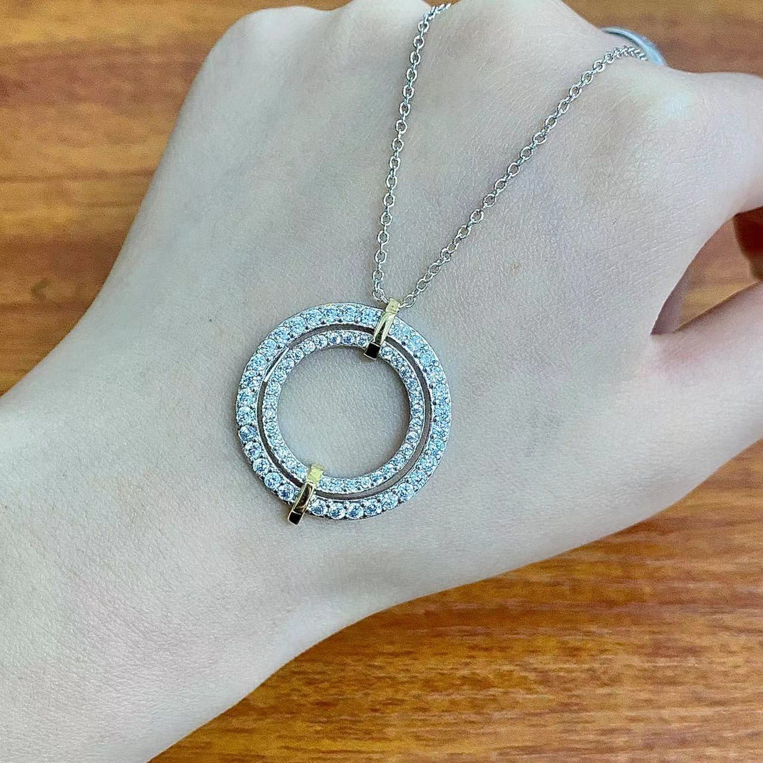 Edge Diamond Gold Silver Necklace