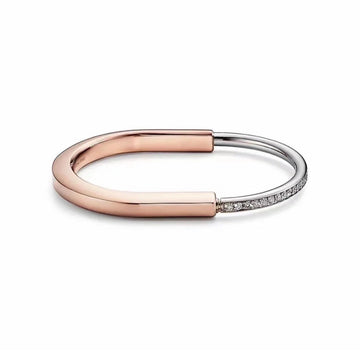 Lock Pink Gold Silver Diamond Bracelet