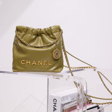 CC Hobo Bag 22 Khaki Lambskin Gold Hardware 20CM