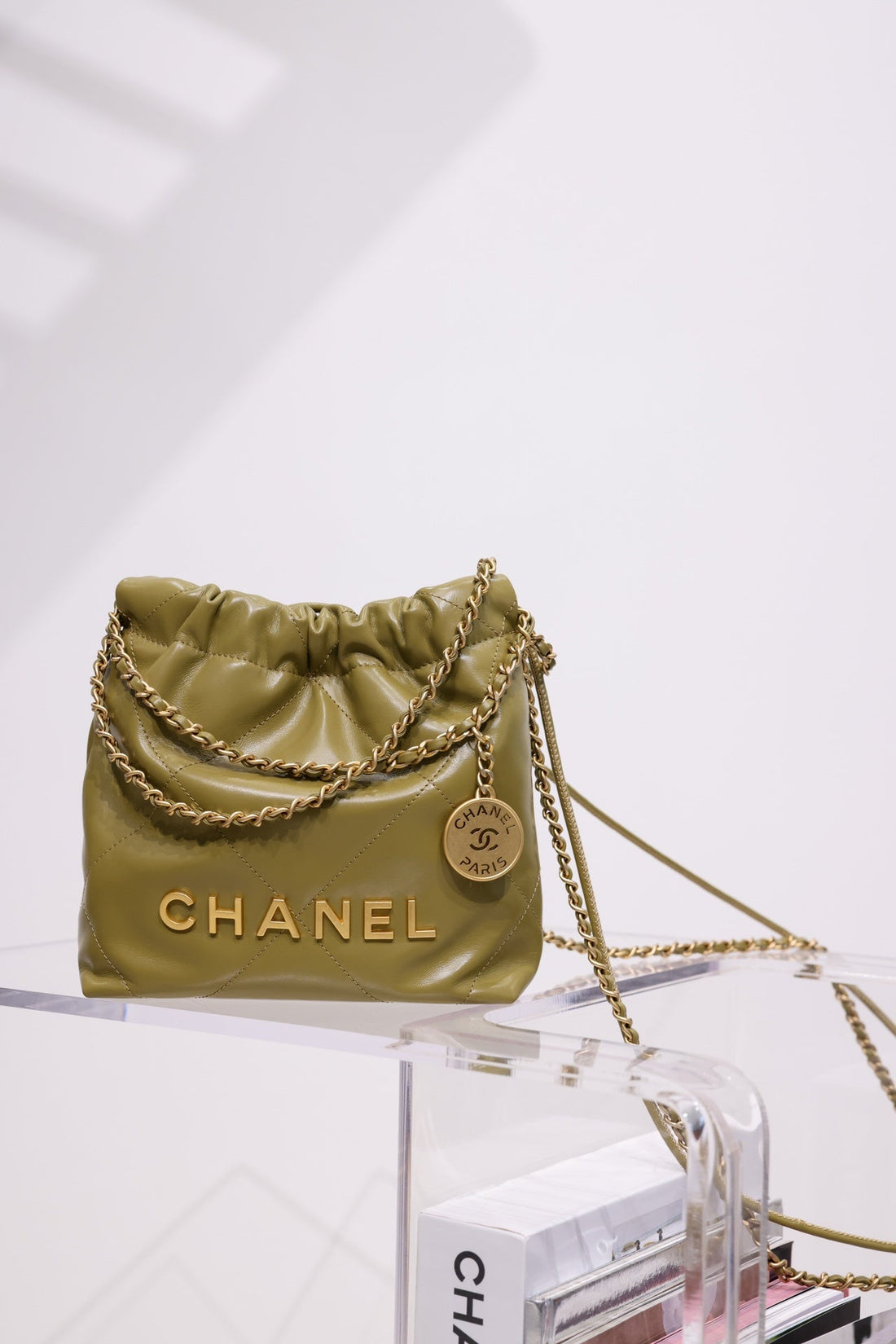 CC Hobo Bag 22 Khaki Lambskin Gold Hardware 20CM