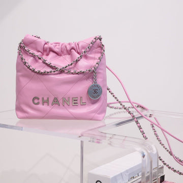 CC Hobo Bag 22 Pink Lambskin Silver Hardware 20CM
