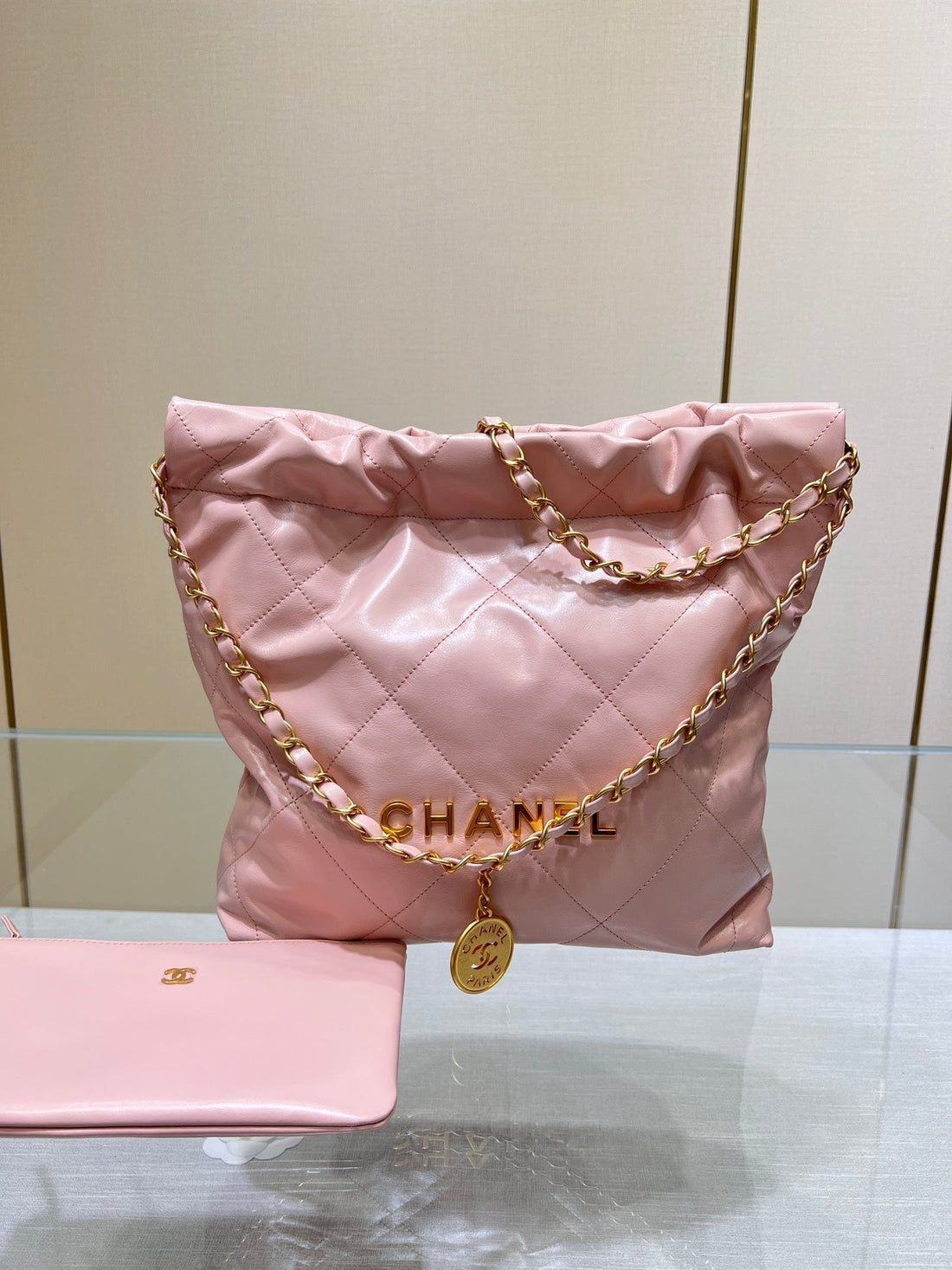 CC Hobo Bag 22 Pink Lambskin Gold Hardware