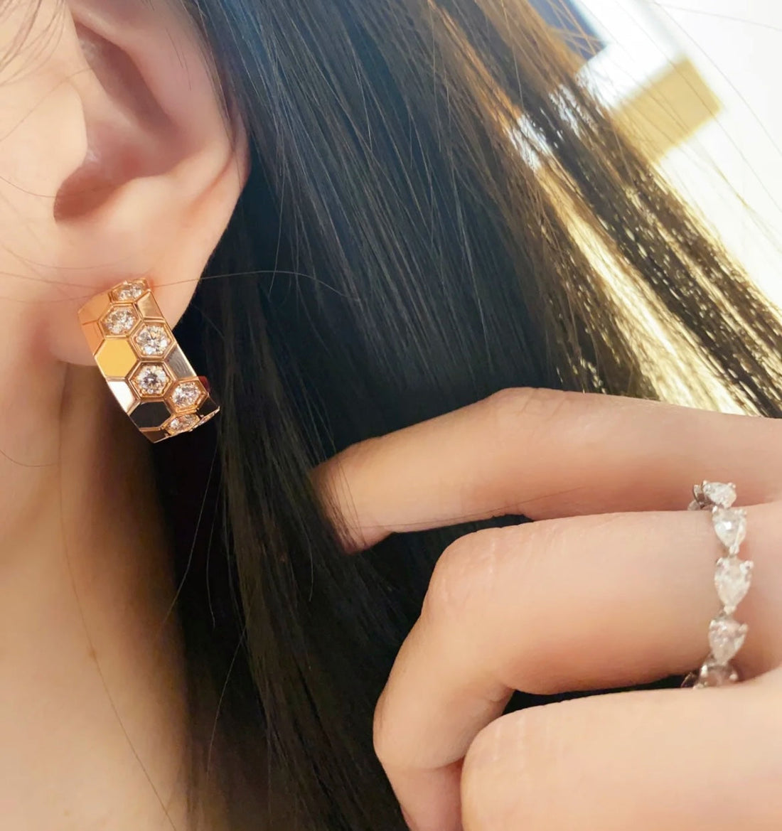 Bee Love Diamond Hoop Earrings