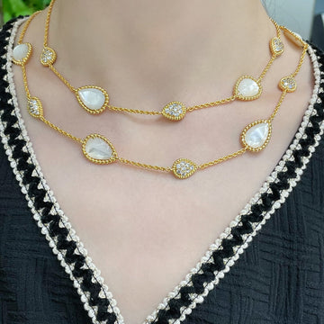 Boheme 16 Motif Mop Diamond Gold Necklace