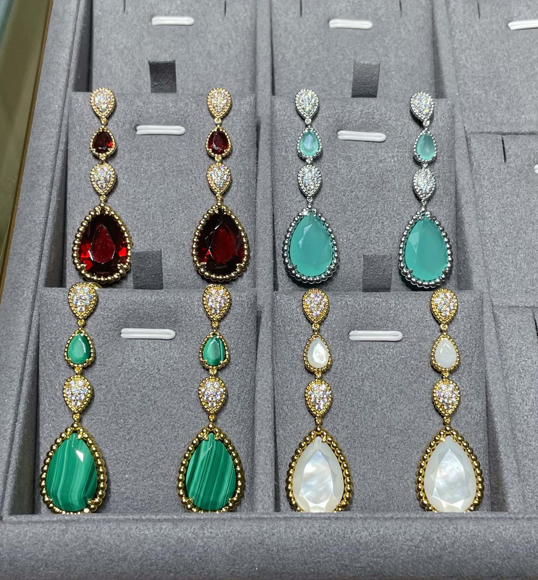 Boheme 4 Motif Carnelian Drop Gold Earrings