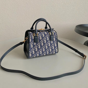 Small Boston 22 Blue Oblique Embroidery