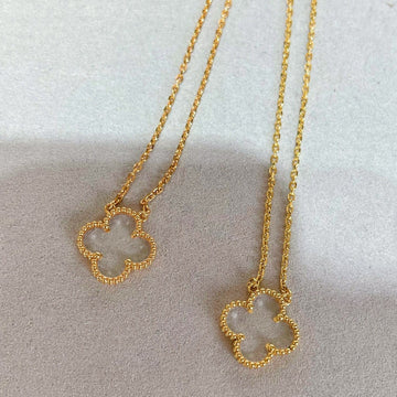 Clover Rock Crystal Pink Gold Necklace