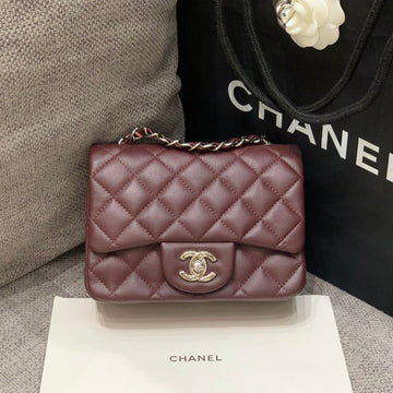 Mini Square Flap Bag 17CM Chocolate Caviar Silver Hardware