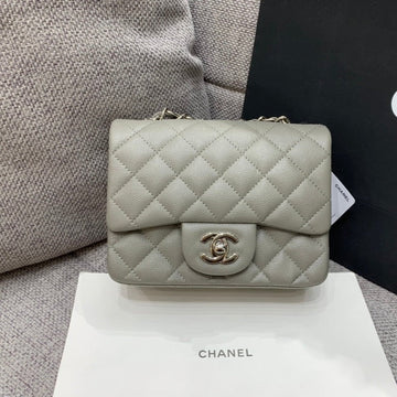 Mini Square Flap Bag 17CM Grey Caviar Silver Hardware