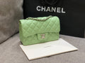 MINI RECTANGLE FLAP BAG 20CM LIME LAMBSKIN SILVER HARDWARE Bags Bible