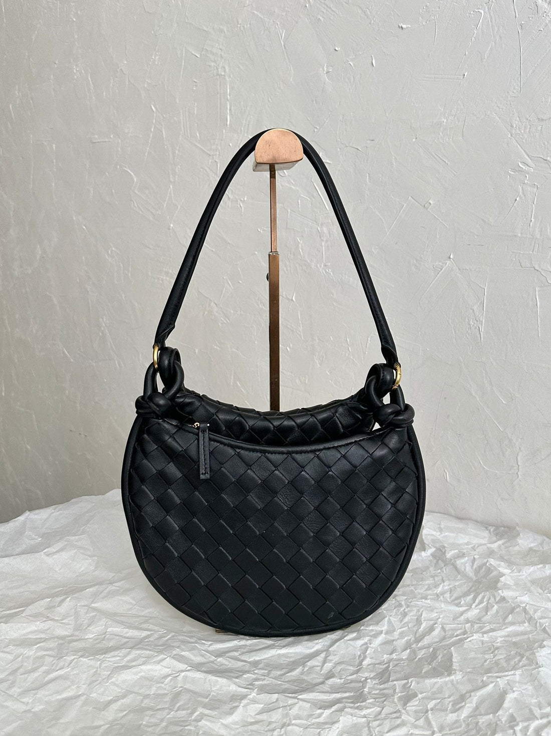 Bv Medium Gemelli 36CM Black Lambskin Leather