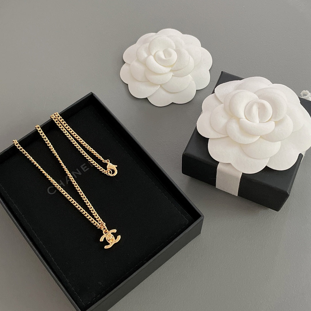 CC Lock Gold Chain Necklace
