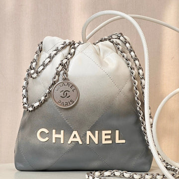 CC Hobo Mini 20CM White Grey Lambskin Silver Hardware