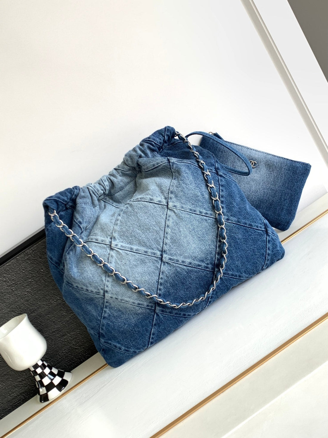 CC Hobo 39CM Denim Silver Hardware