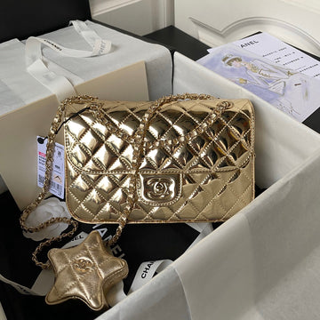 Flap Bag Medium 24CM Gold Metalic Calfskin