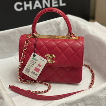 CC Trendy 20CM Red Lambskin Gold Hardware