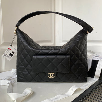 CC Large Hobo 37CM Black Lambskin Gold Hardware