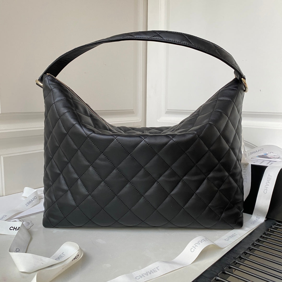 CC Large Hobo 37CM Black Lambskin Gold Hardware