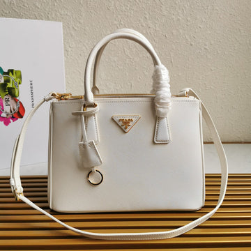 Medium Galleria 28 White Saffiano Leather