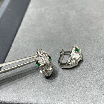Bvl Silver Diamond Small Serpent Earrings