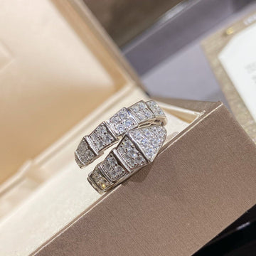 Serpenti Ring Silver Diamond Paved
