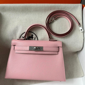 HM Kelly Mini 20 Pink Chevre Silver Hardware