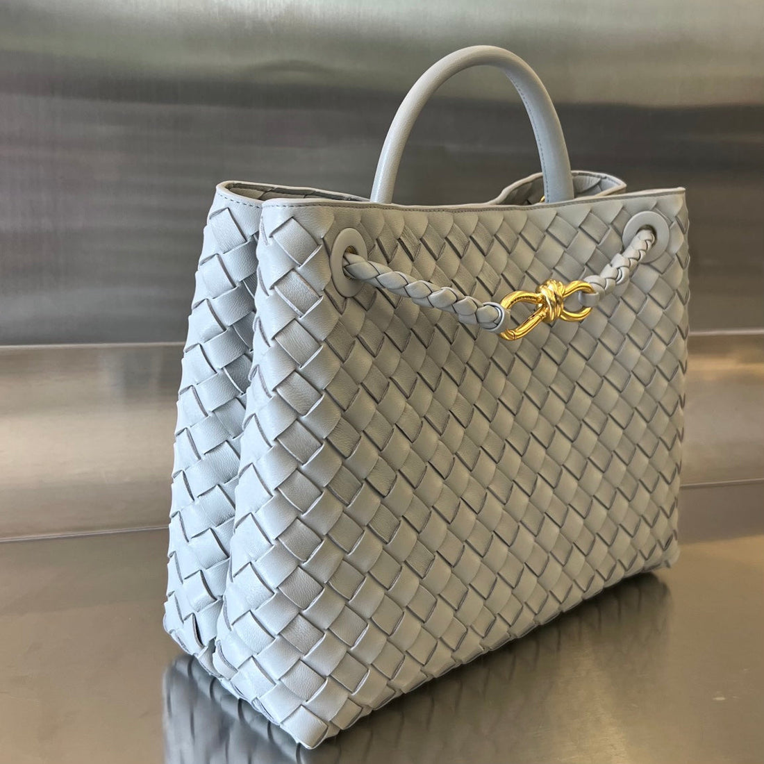Bv Medium Andiamo 32CM Grey Lambskin