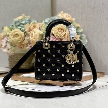Small Lady 20 Butterfly Stud Black Lambskin