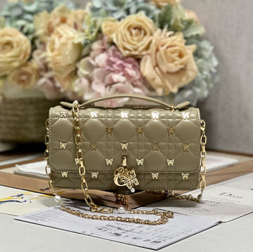 Miss Lady 21 Butterfly Stud Olive Lambskin