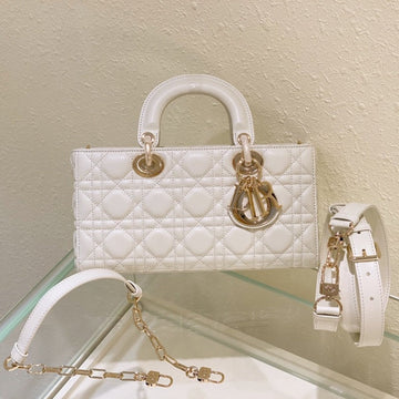 Medium Lady D-Joy 26 White Lambskin