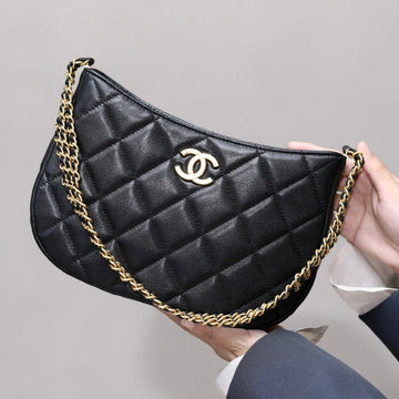 CC Hobo Shoulder Bag 23CM Black Caviar Gold Hardware