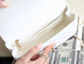 MINI RECTANGLE FLAP BAG TOP HANDLE 20CM WHITE LAMBSKIN GOLD HARDWARE Bags Bible