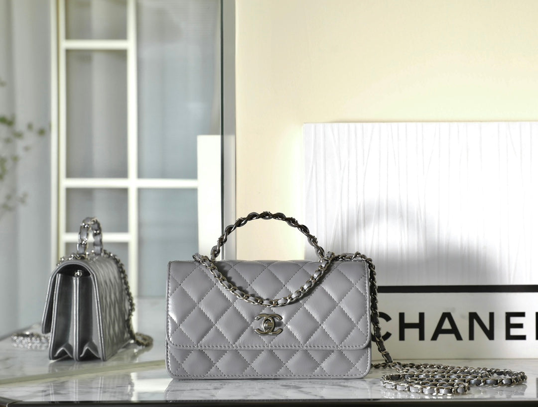 CC Woc 18.5 Grey Lambskin Silver Hardware