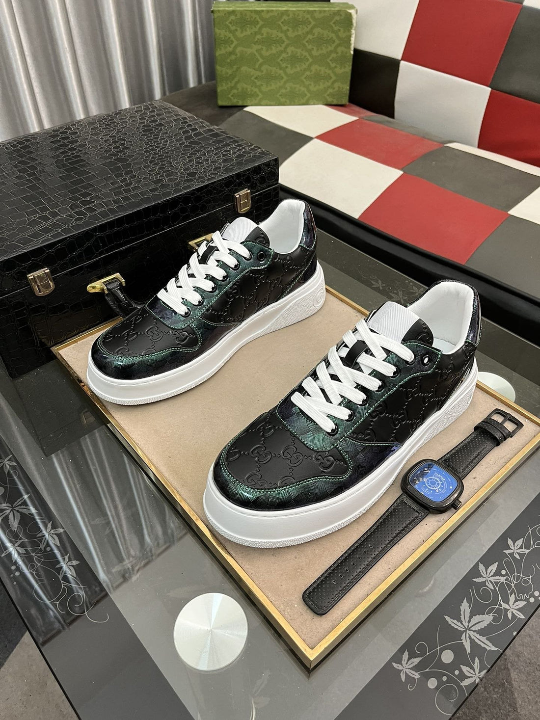 GG Sneaker Cowhide Leather With Embossed Pattern